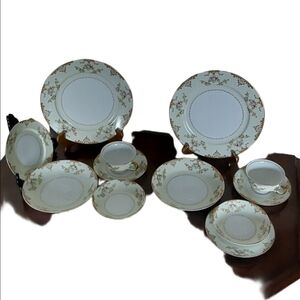 Antique Meito China V2069 hand-painted 5pc place setting dinnerware set of 2